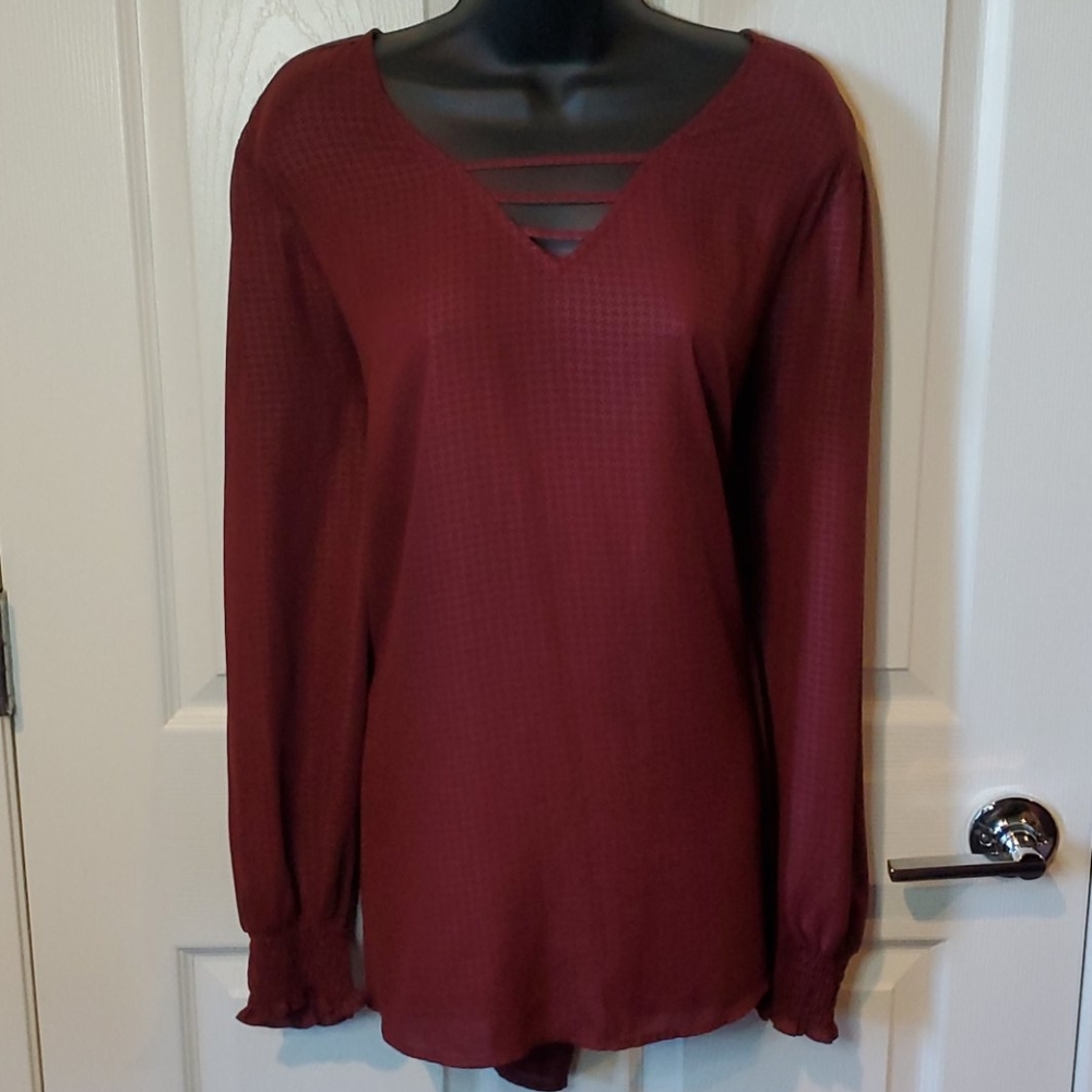 Burgundy Long Sleeve Blouse